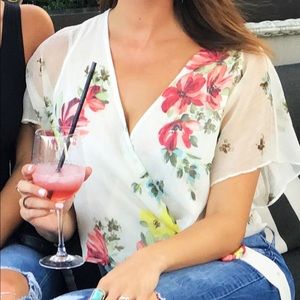 Zara Floral Wrap Top